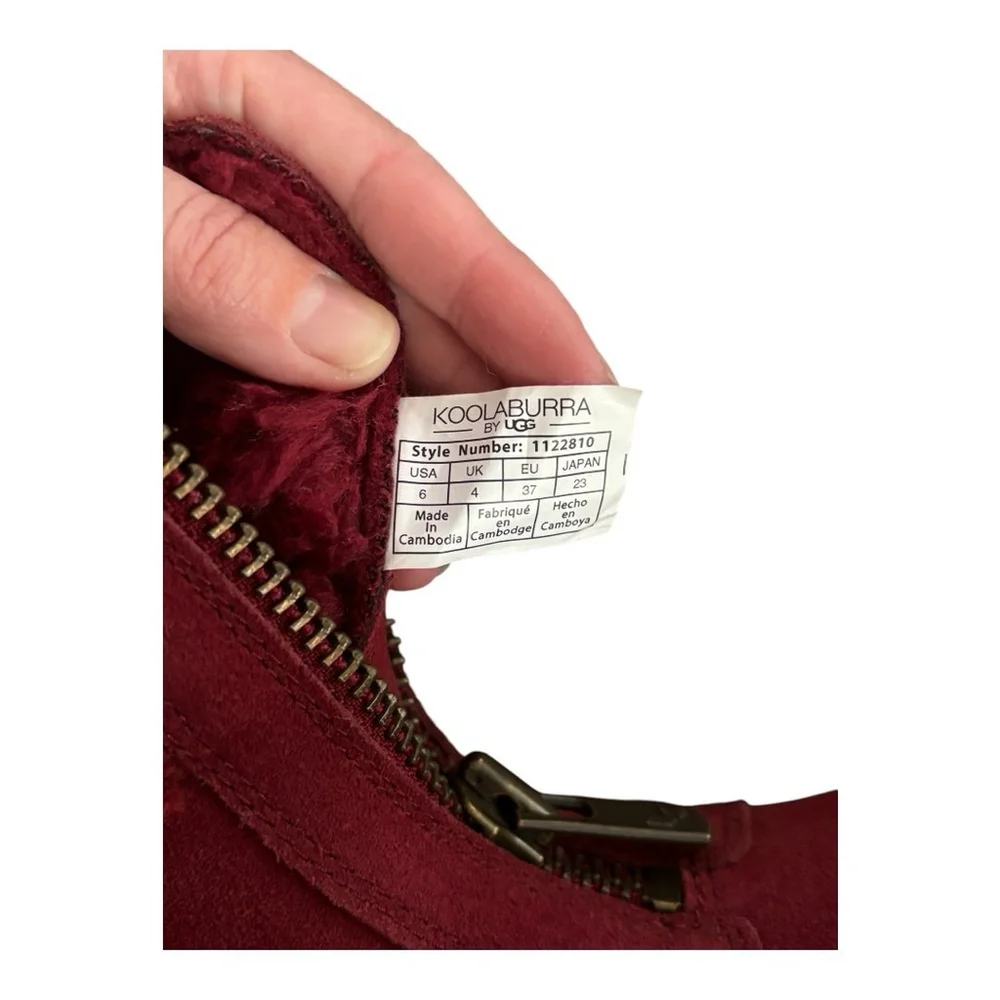 Ugg-Koolaburra- LIKE NEW Red Zip Up Fur Winter Boots-Size 6